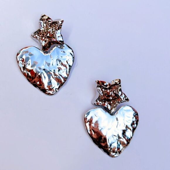 Heart dangle earrings A104 - Picture 3 of 5